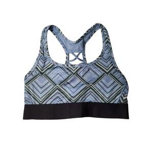 Victoria’s Secret Blue and Black Geometric Lightweight Sports Bra Small - NWT